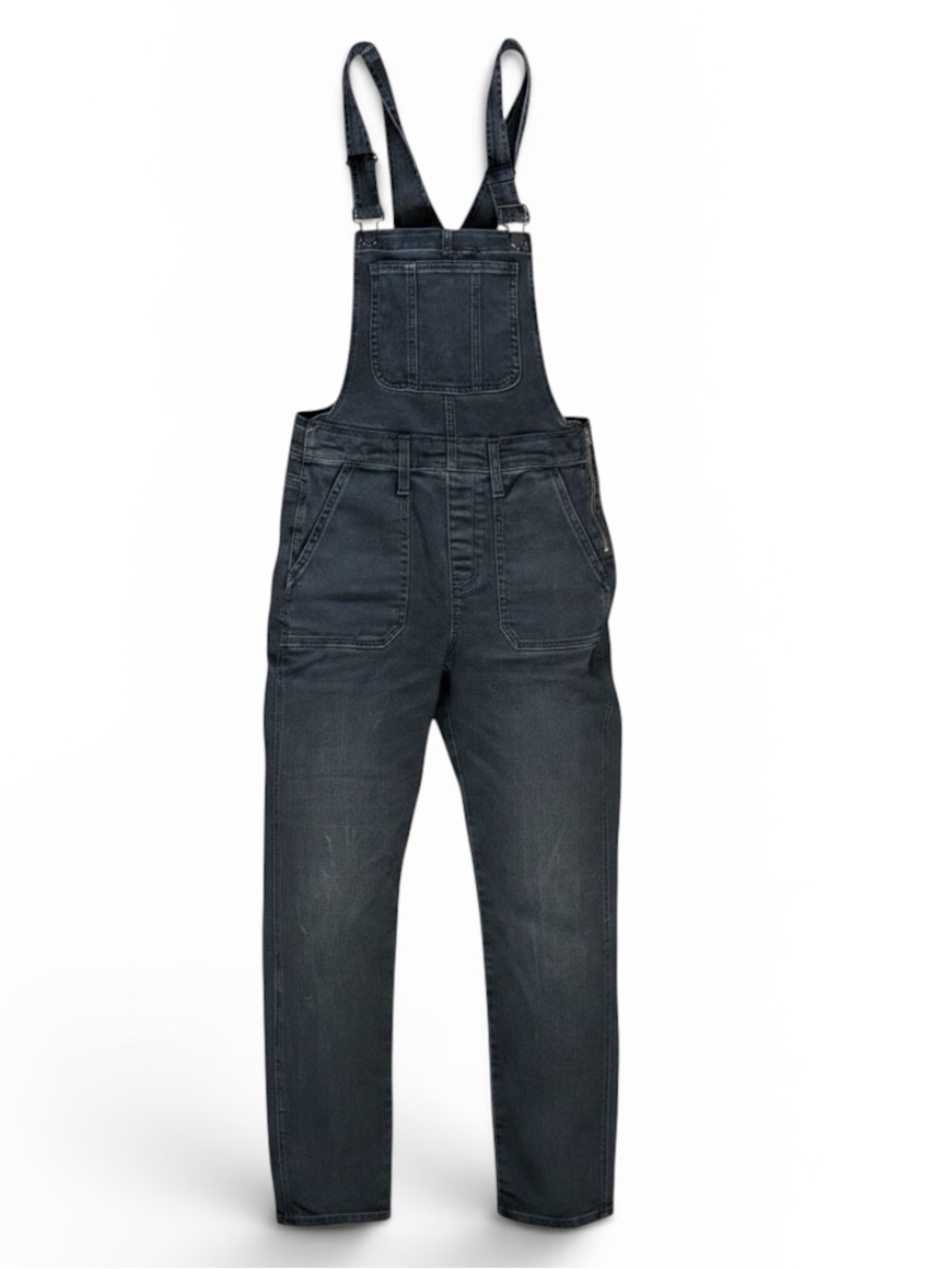 Madewell Black Charcoal Denim Overalls StraightSlim Leg, Casual Minimalist Style